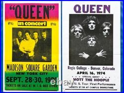 Queen 1974 First US Concert Denver Poster + 1980 MSG NYC Poster Vintage Set