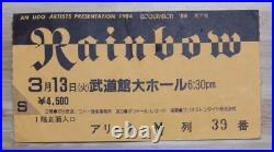 RAINBOW Concert Ticket Stubs 1984 inTokyo Japan Rare