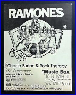 RAMONES Original 1978 Nebraska Concert FLYER 10.5x13.5 ORIGINAL Punk KBD poster
