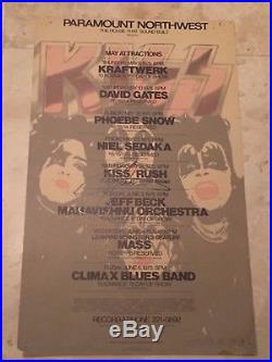 RARE GENE SIMMONS Signed KISS Concert Poster 1975 Paul Stanley Ace Frehley