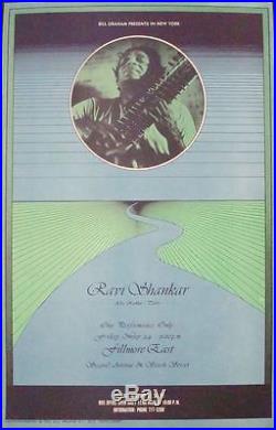RAVI SHANKAR FE9 FILLMORE EAST 1968 concert poster BILL GRAHAM DAVID BYRD NM