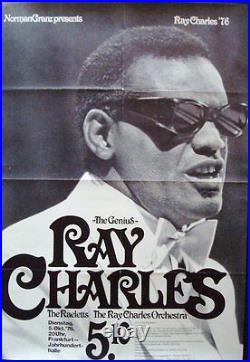 RAY CHARLES 1976 FRANKFURT German A1 concert poster GUNTHER KIESER Art