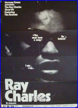 RAY CHARLES FRANKFURT 1969 German concert poster GUNTHER KIESER Art VERY RARE