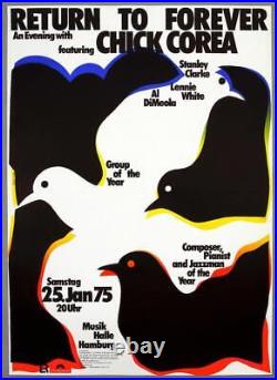 RETURN TO FOREVER rare vintage original Hamburg 1975 concert poster KIESER