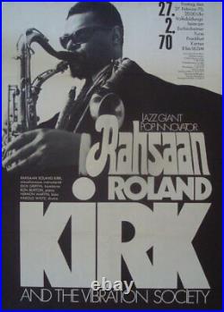 ROLAND RAHSAAN KIRK 1970 German A1 concert poster GUNTHER KIESER JAZZ VERY RARE