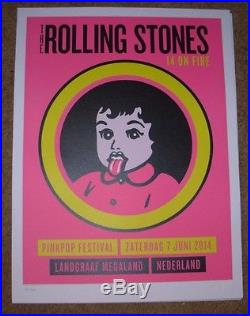 ROLLING STONES concert poster print LANDGRAAF kid 6-7-14 2014 Lithograph ON FIRE