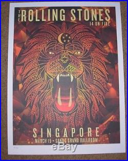 ROLLING STONES concert poster print SINGAPORE 3-15-14 2014 Lithograph ON FIRE