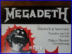 Rare 1988 Megadeth Concert Poster Original Pittsburgh Rock Thrash Metal Vintage