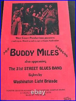 Rare Buddy Miles Express Eagles Auditorium 1971 AOR Original Concert Poster