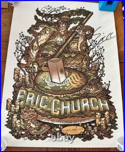 Rare Eric Church Autographed 2012 concert Poster #90/120 Guy Burwell signed