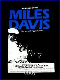 Rare MILES DAVIS 1990 Concert Poster Vancouver, Canada