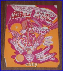 Rare, Original 1967 The Emancipation Of Hugh Masekela Fillmore Concert Poster