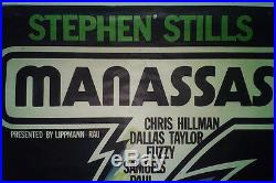 Rare Original 1972 Stephen Stills Manassas Concert Poster Vintage 70's Rock