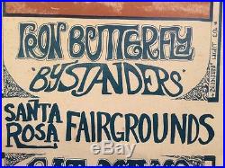 Rare Vintage 1967 Iron Butterfly Count Five Concert Poster Santa Rosa Fairground