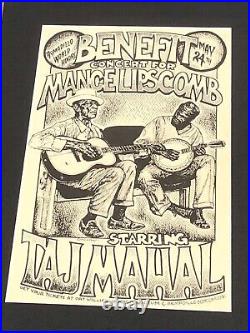 Rare Vintage 1973 Concert Poster-Benefit For Mance Lipscomb Starring Taj Mahal