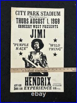 Rare Vintage Jimi Hendrix Experience 1968 Concert Cardstock Boxing Style Poster