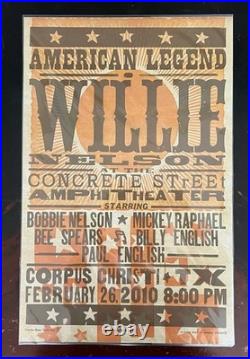 Rare! WILLIE NELSON Concert Poster Hatch Show Print 2010 Corpus Christi TX #/75