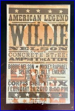 Rare! WILLIE NELSON Concert Poster Hatch Show Print 2010 Corpus Christi TX #/75