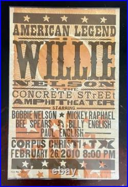 Rare! WILLIE NELSON Concert Poster Hatch Show Print 2010 Corpus Christi TX #/75