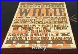 Rare! WILLIE NELSON Concert Poster Hatch Show Print 2010 Corpus Christi TX #/75