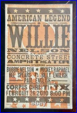 Rare! WILLIE NELSON Concert Poster Hatch Show Print 2010 Corpus Christi TX #/75