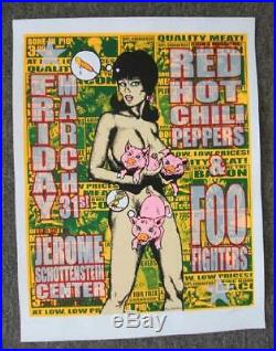 Red Hot Chilli Peppers Foo Fighters Columbus 2000 Concert Poster Kuhn Orange