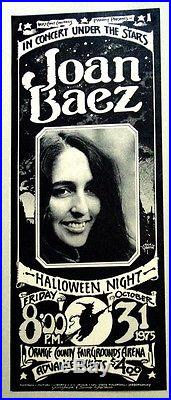 Rick Griffin Joan Baez Concert Poster 1975 White Paper High Grade