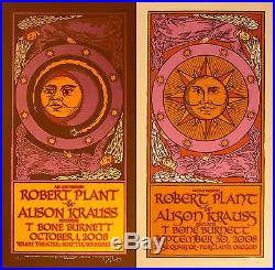 Robert Plant Allison Krauss Set of Two Signed Silkscreen Concert Posters