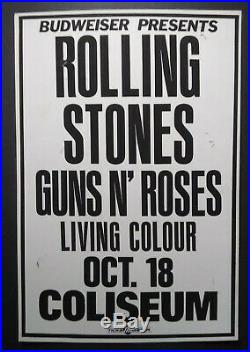 Rolling Stones / Guns N Roses / Living Colour Original Concert Promo Poster 1989