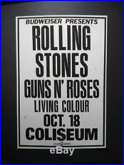 Rolling Stones / Guns N Roses / Living Colour Original Concert Promo Poster 1989