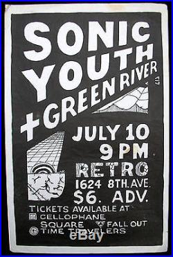 SONIC YOUTH + GREEN RIVER Retro Club SEATTLE 1986 CONCERT POSTER Pearl Jam PUNK