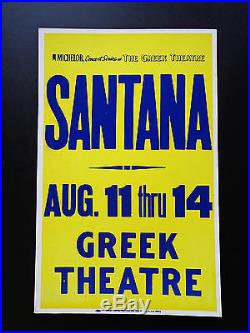Santana The Greek Theatre Original Vintage Rock Concert Promo Poster