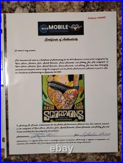 Scorpions Signed Concert Poster Coa Included Overall Size 11 X 17 Inches