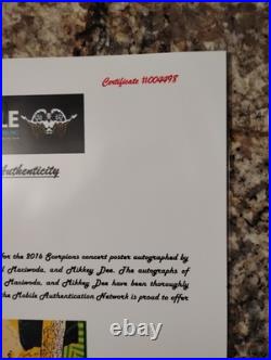 Scorpions Signed Concert Poster Coa Included Overall Size 11 X 17 Inches