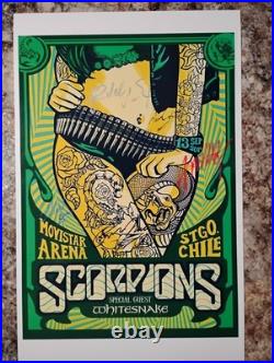 Scorpions Signed Concert Poster Coa Included Overall Size 11 X 17 Inches