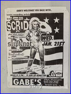 Scrid, SLIPKNOT at Gabes in Iowa City (Concert Poster) Original 1998 11X14.25