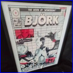Signed Bjork Concert Poster Framed with Event Pass Oakland 2001 BGP-271
