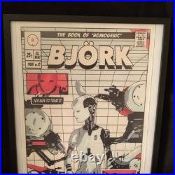 Signed Bjork Concert Poster Framed with Event Pass Oakland 2001 BGP-271