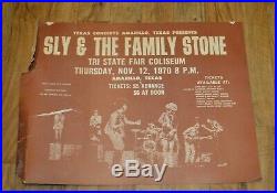 Sly & The Family Stone Concert Poster 1970 Amarillo Texas 24x18.5 RARE