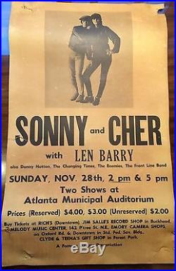 Sonny And Cher 1965 ORIGINAL Boxing Style Concert Poster