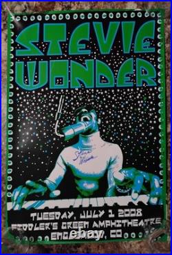 Stevie Wonder Signed Concert Poster Original 2008 Coa Included See All Photos