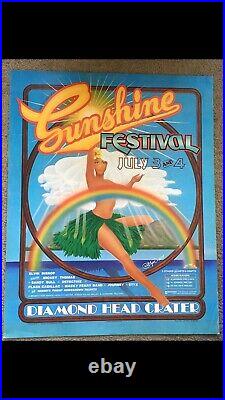 Sunshine? Festival 1977 Orig Vntg Hawaii Concert Poster In Diamond Head Crater