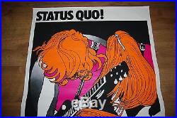 Super-rare Large Original Status Quo 1976 Sweden Stockholm Psych Concert Poster