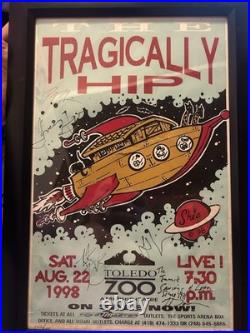 Super rare and fully signed The Tragically Hip authentic Concert Poster framed