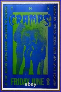 THE CRAMPS Austin Opera House 1990 CONCERT POSTER Lux PUNK Ivy MINTY! Litho