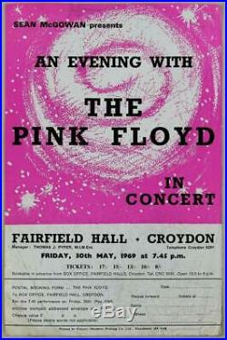 THE PINK FLOYD mega rare vintage original Croydon 1969 concert handbill