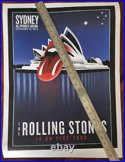 THE ROLLING STONES original 2014 heavy weight rag paper concert POSTER