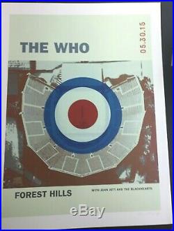 THE WHO JOAN JETT 2015 FOREST HILLS NY Concert Poster Print SIGNED S/N #/50