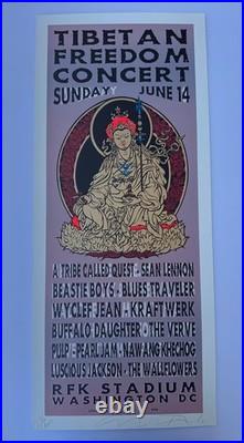 Taz Tibetan Freedom Silkscreen Rock Concert Poster Signed Beastie Boys Pearl Jam