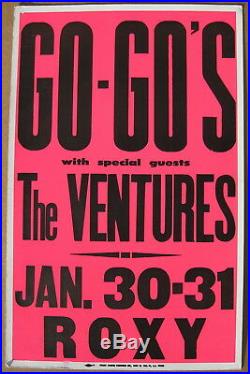 The GO GO's The Roxy LOS ANGELES 1981 Cardboard CONCERT POSTER The VENTURES Punk
